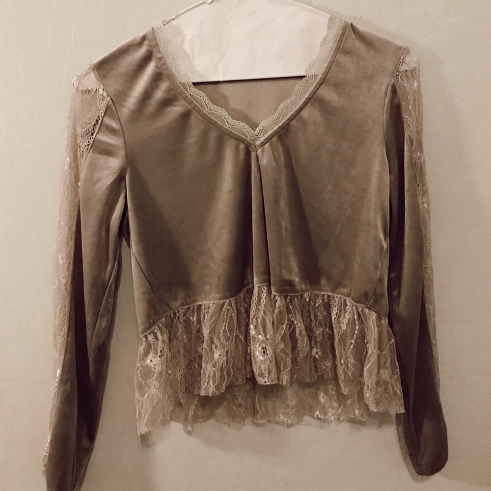 Velvet and lace top